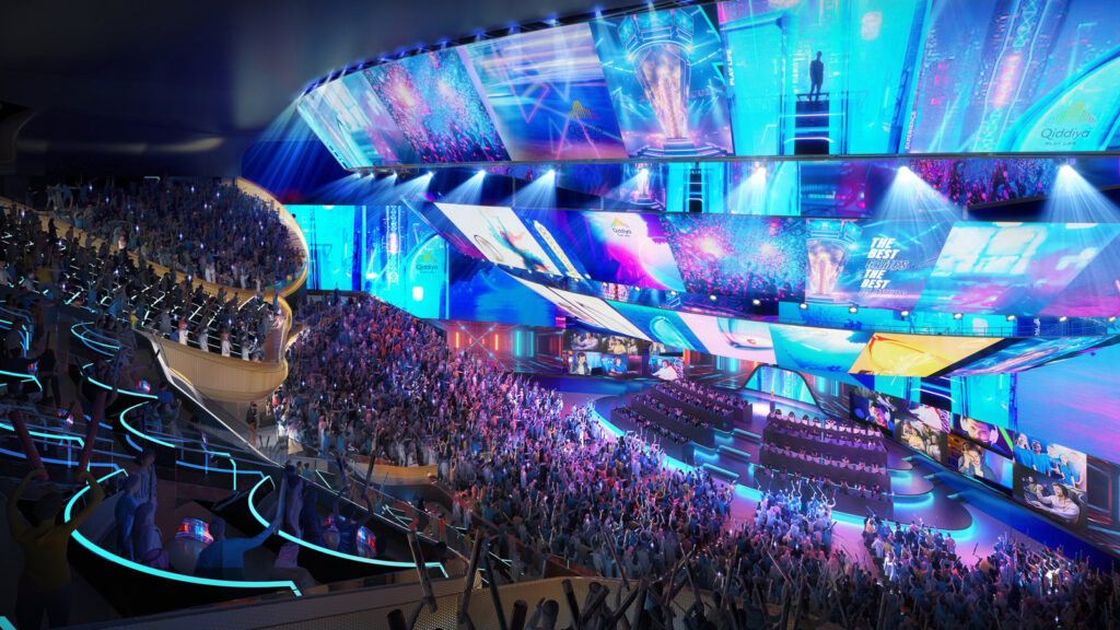 The Esports World Cup 2024 model image showcasing the Riyadh, Saudi Arabia arena's interior where the tournaments will be held
